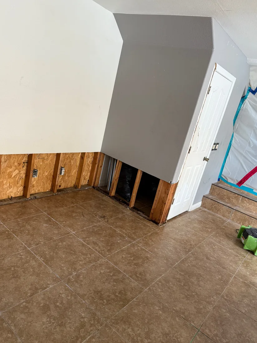 New drywall installed during final property damage reconstruction in Henderson